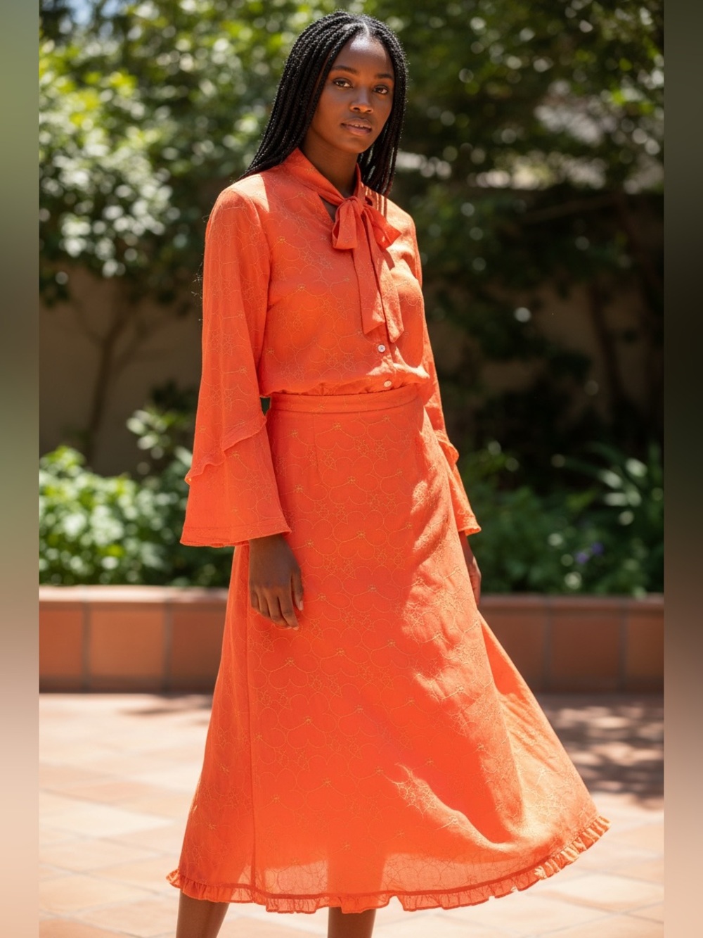 RARE JOHNNY WAS SAMPLE ORANGE 2 Pc Skirt Set Circa 1999;
